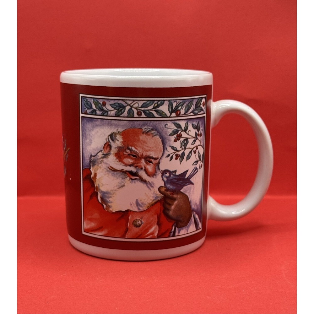 Santa's Friends Mugs Cups Vintage K.I.C. Stoneware Coffee/Tea Set Of 4 Christmas - Picture 13 of 16